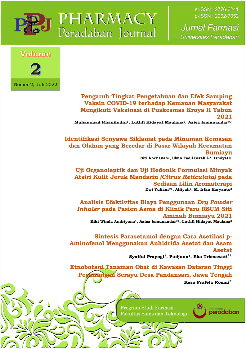 					View Vol. 2 No. 2 (2022): Pharmacy Peradaban Journal (Pharm. PJ): Jurnal Farmasi Universitas Peradaban
				