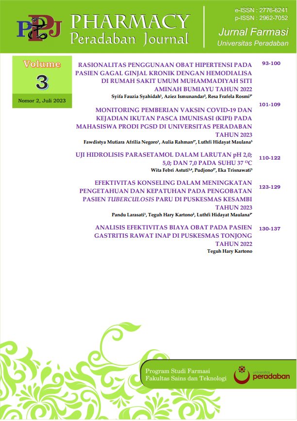 					Lihat Vol 3 No 2 (2023): Pharmacy Peradaban Journal (Pharm. PJ)
				