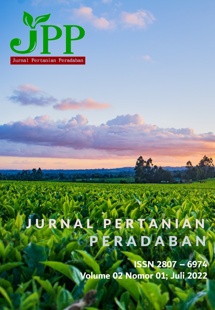 					View Vol. 2 No. 2 (2022): JURNAL PERTANIAN PERADABAN [ISSN : 2807-6974]
				