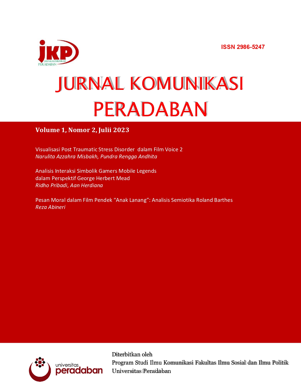 					View Vol. 1 No. 2 (2023): JURNAL KOMUNIKASI PERADABAN
				