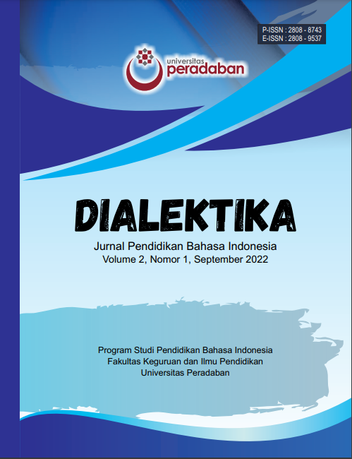 					View Vol. 2 No. 1 (2022): DIALEKTIKA JURNAL PENDIDIKAN BAHASA INDONESIA
				