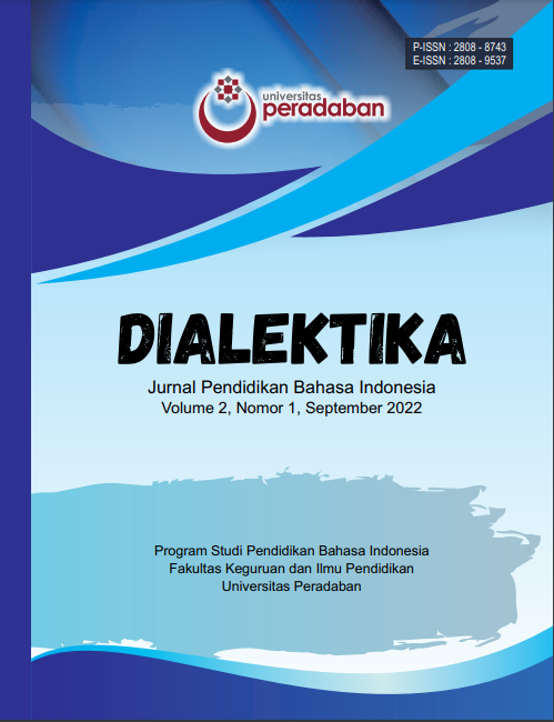 					Lihat Vol 2 No 1 (2022): DIALEKTIKA JURNAL PENDIDIKAN BAHASA INDONESIA
				